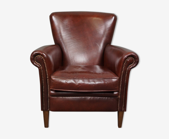 Brown sheep leather armchair