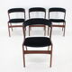 1960s Danish Teak Dining Chairs in Black Velvet