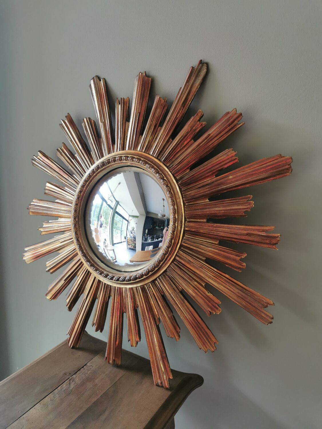 Vintage resin sun mirror, witch's eye