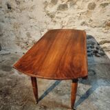 Vintage walnut folding table – France, 1930s, on casters