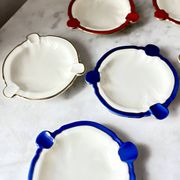 Cendrier en céramique vintage Rosenthal Elfenbein Kronach, série Miramar avec rouge