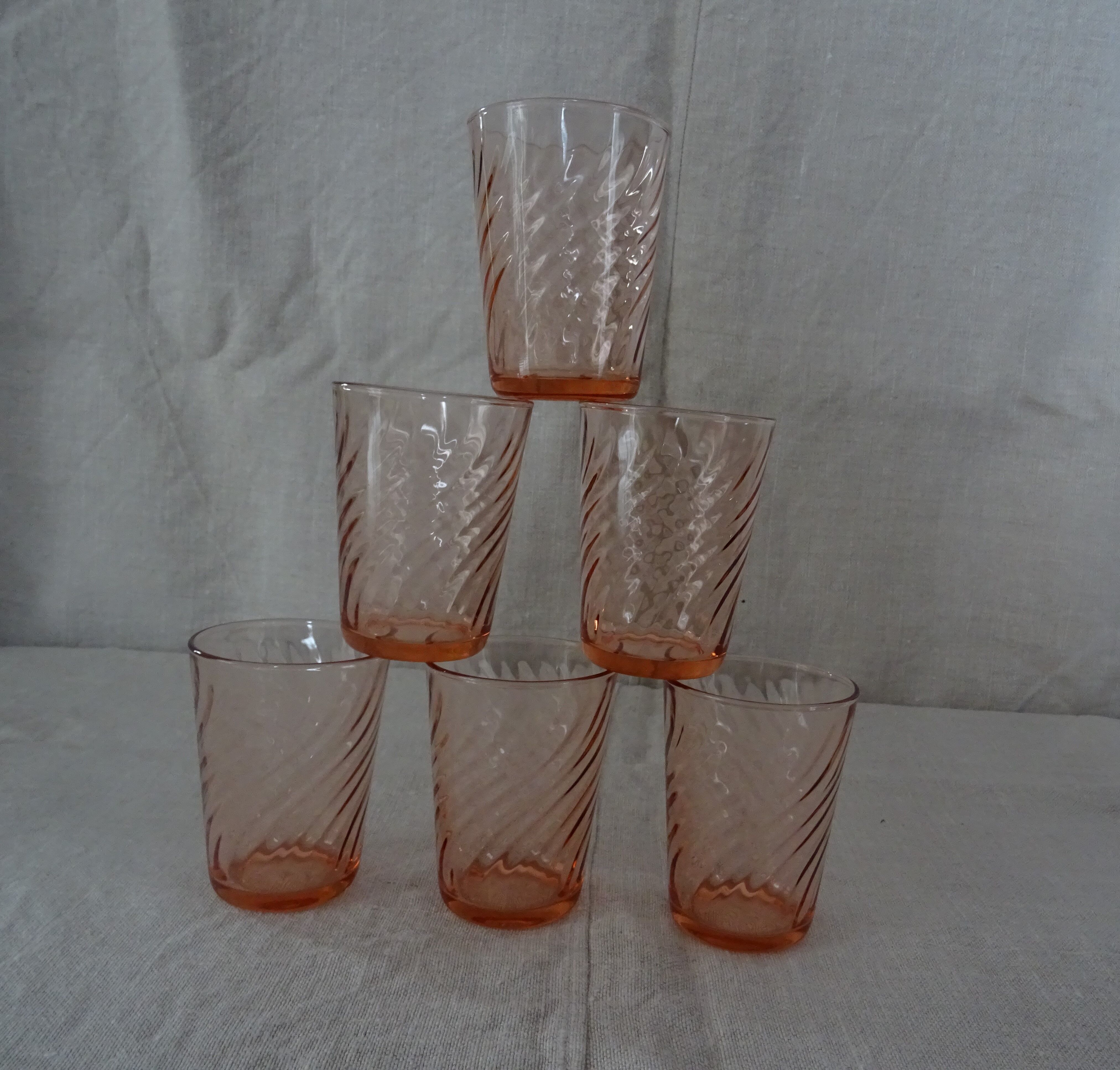 6 verres roses forme gobelet Rosaline Arcoroc Luminarc  vintage