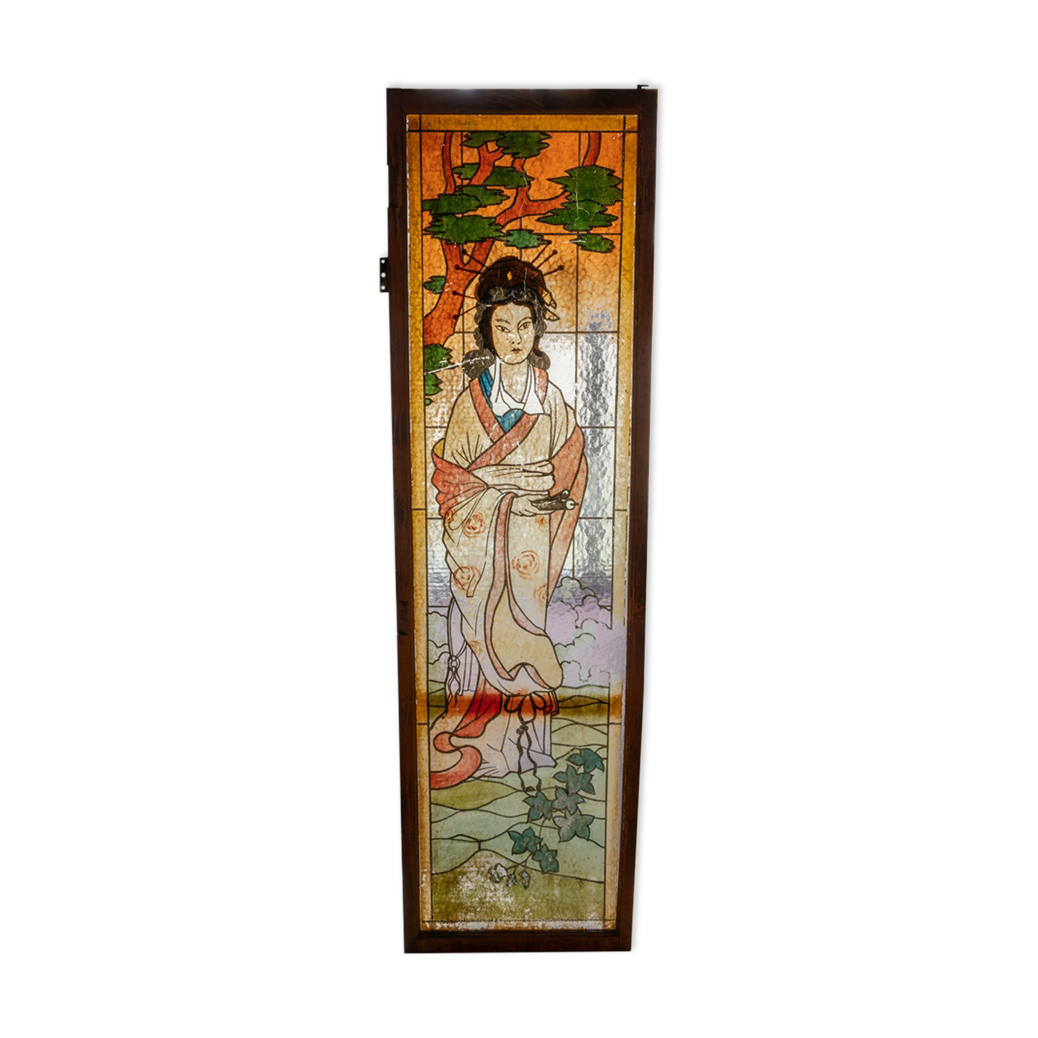 Vitrail japonais peint à la main antique