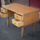 Bureau années 60 allemand en bois de hêtre pieds compas