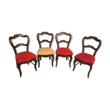 Series of 4 walnut chairs 19th century