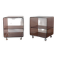Pair of vintage smoked plexiglass bedside tables or accent furniture.