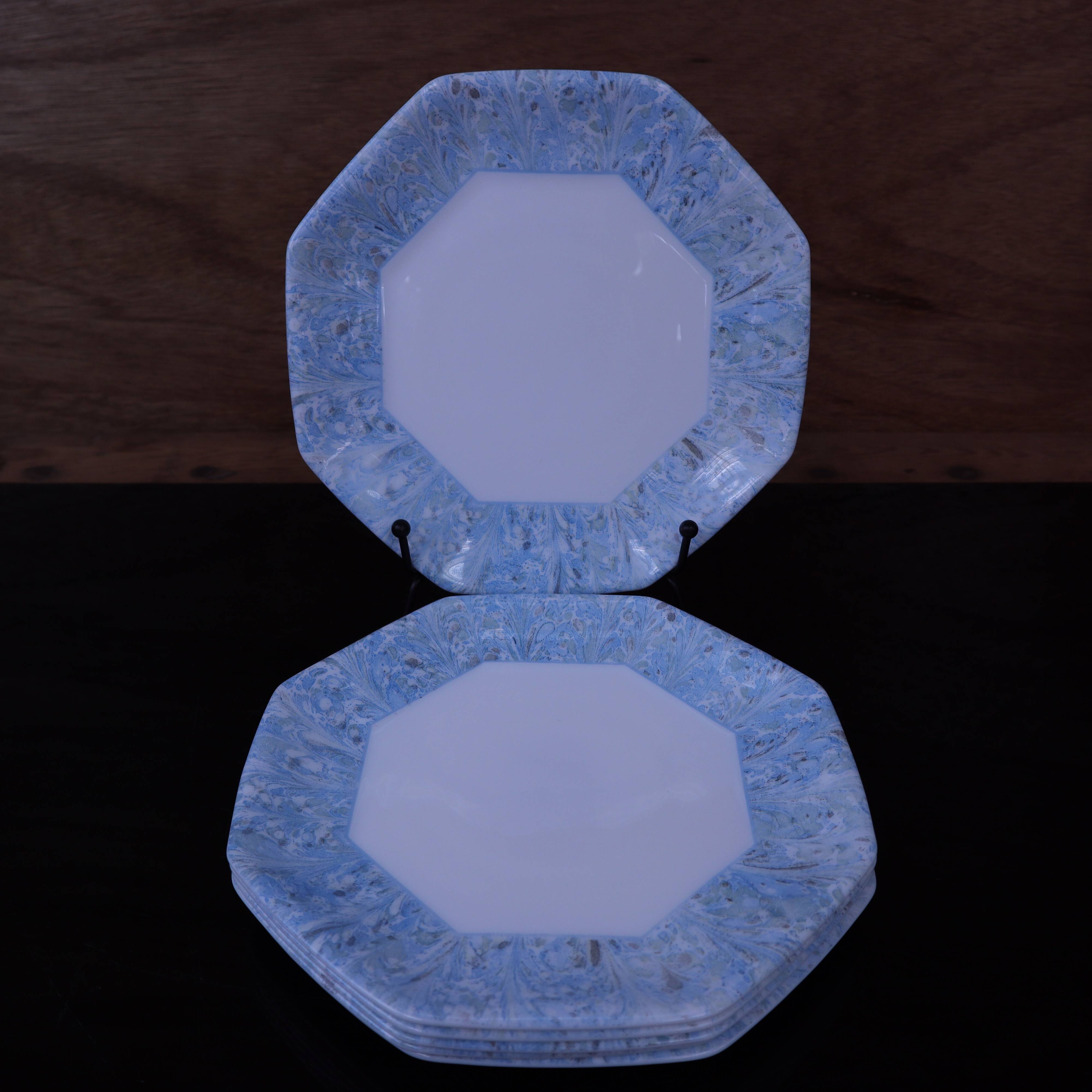 6 vintage octagonal dessert plates Arcopal