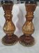2 vintage hand-blown glass candle holders in amber from Holland