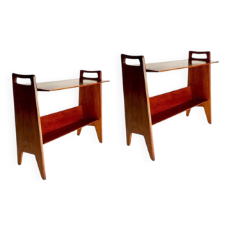 Mid-Century Wooden Side Tables by Gio Ponti, 1950s, Set of 2