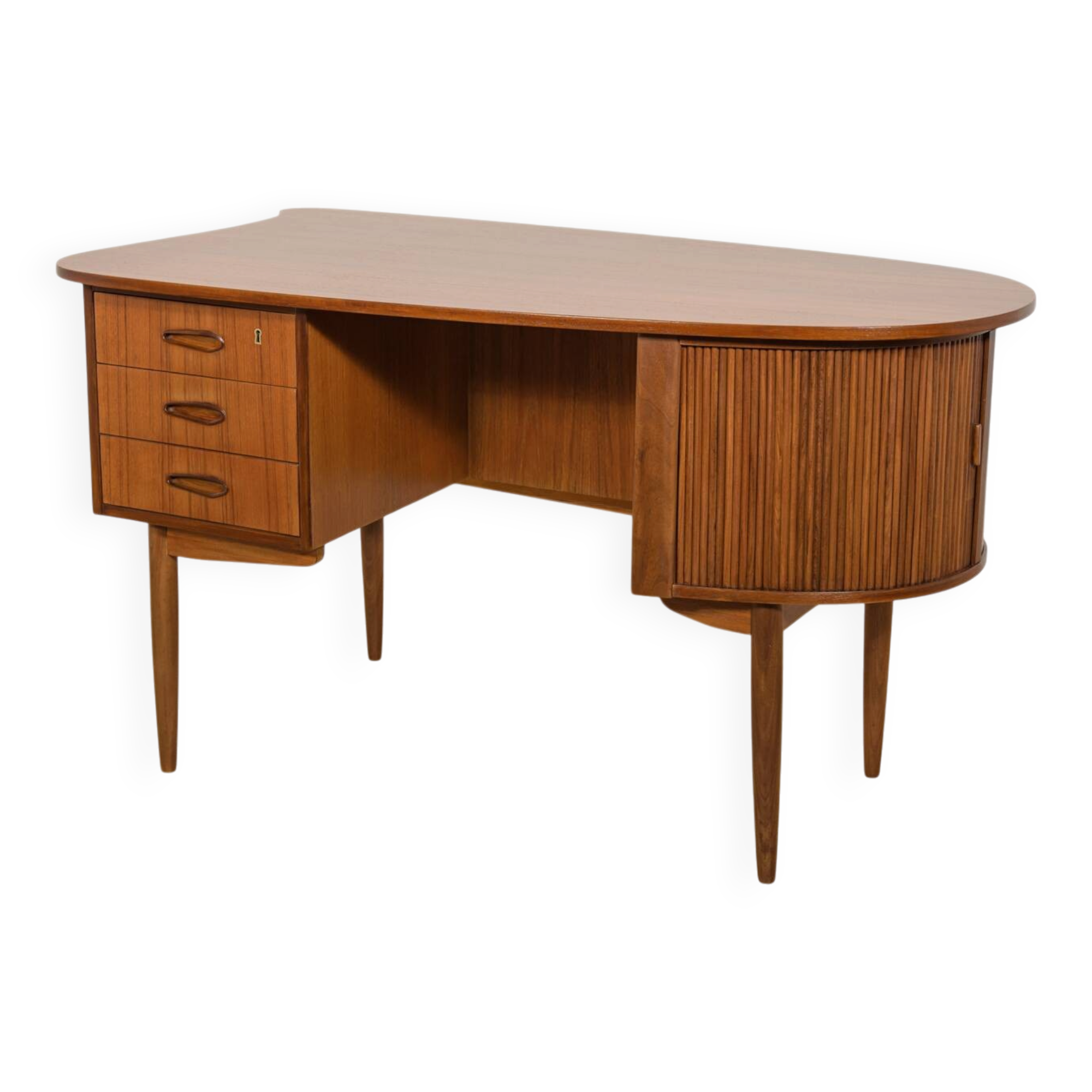 Mid-Century Freestanding Teak Kidney Desk, Denmark, 1960s