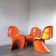 Orange Panton Chair by Verner Panton for Herman Miller set of 4