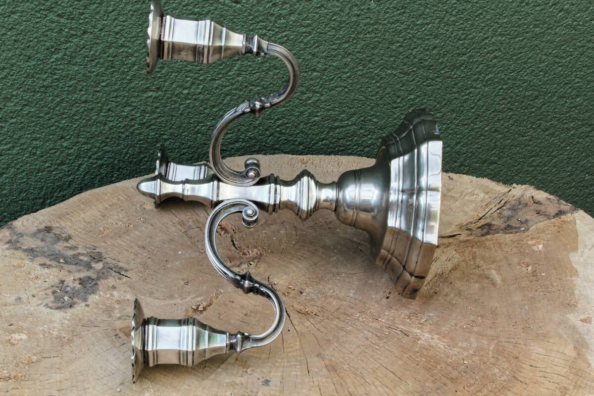 3-light silver-plated metal candlestick