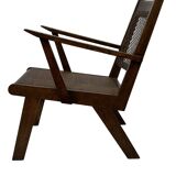 Art Deco oak armchair with webbing 1950s minimalist