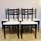 Lot de 5 chaises bois et Skaï blanc