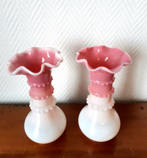 Pair of fairground opaline vases circa 1920