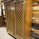 Vintage rattan and oak wardrobe