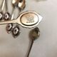 Set of 7 small dessert spoon or coffee with porcelain cabochon