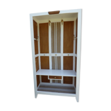 Entrance cabinet white cloakroom and wood linen upholstery fabric