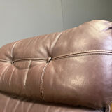 Vintage Scandinavian leather and bentwood armchair, 1970s