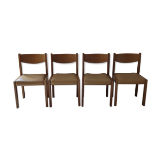 Vintage chairs in solid elm and leather