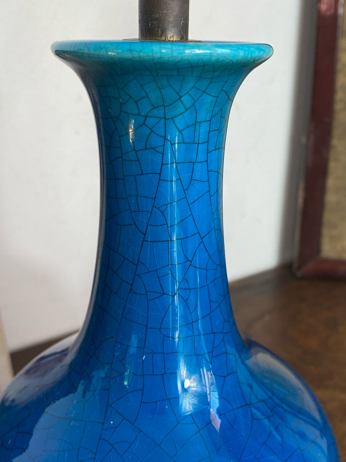 Pair of crackled ceramic lamps