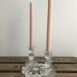 2 glass candle holders