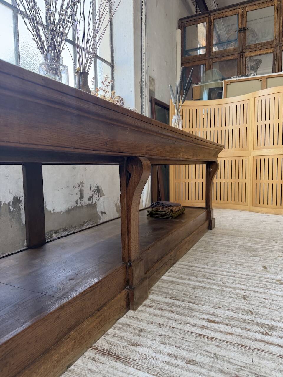 Table de gantier drapière 1900 chêne massif 330cm XL