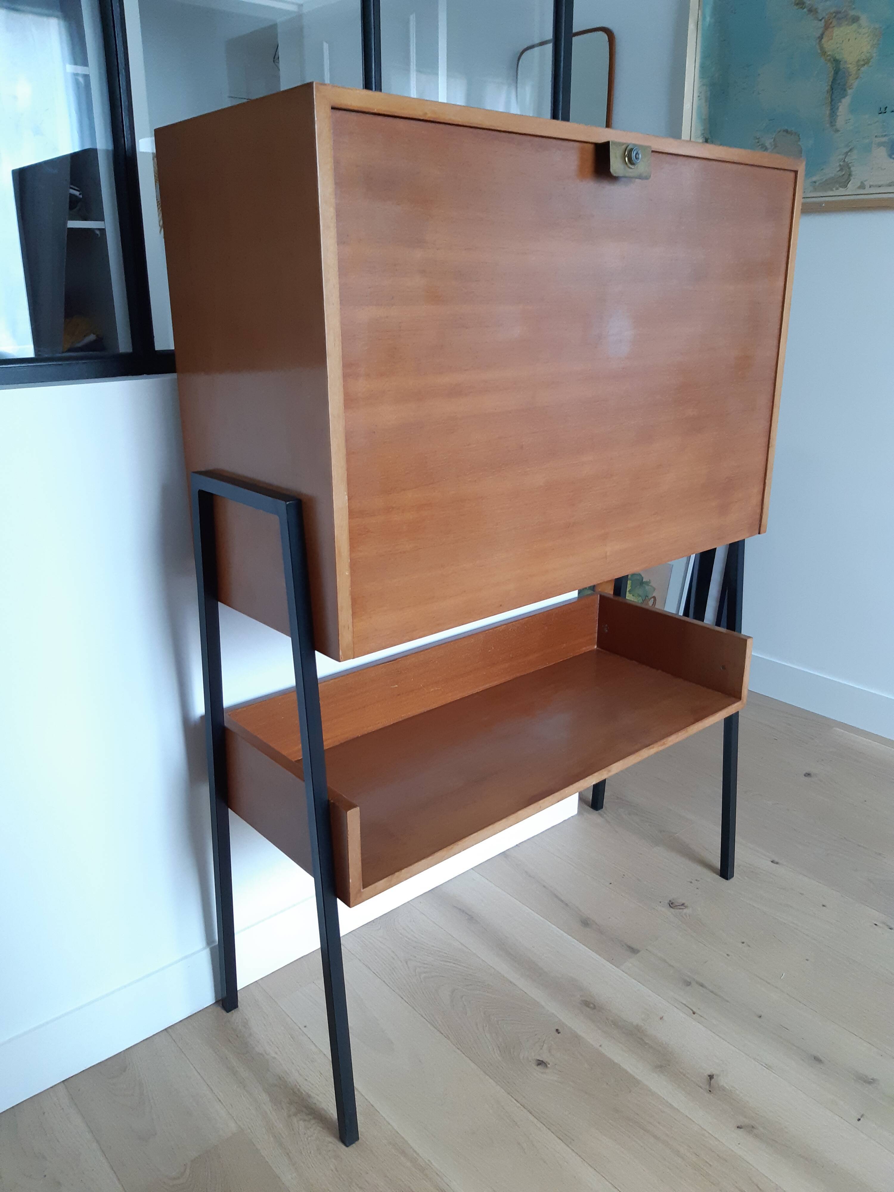 Writing desk wood and metal Jean Domps