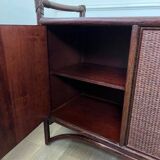 Vintage sideboard in woven wicker and bamboo
