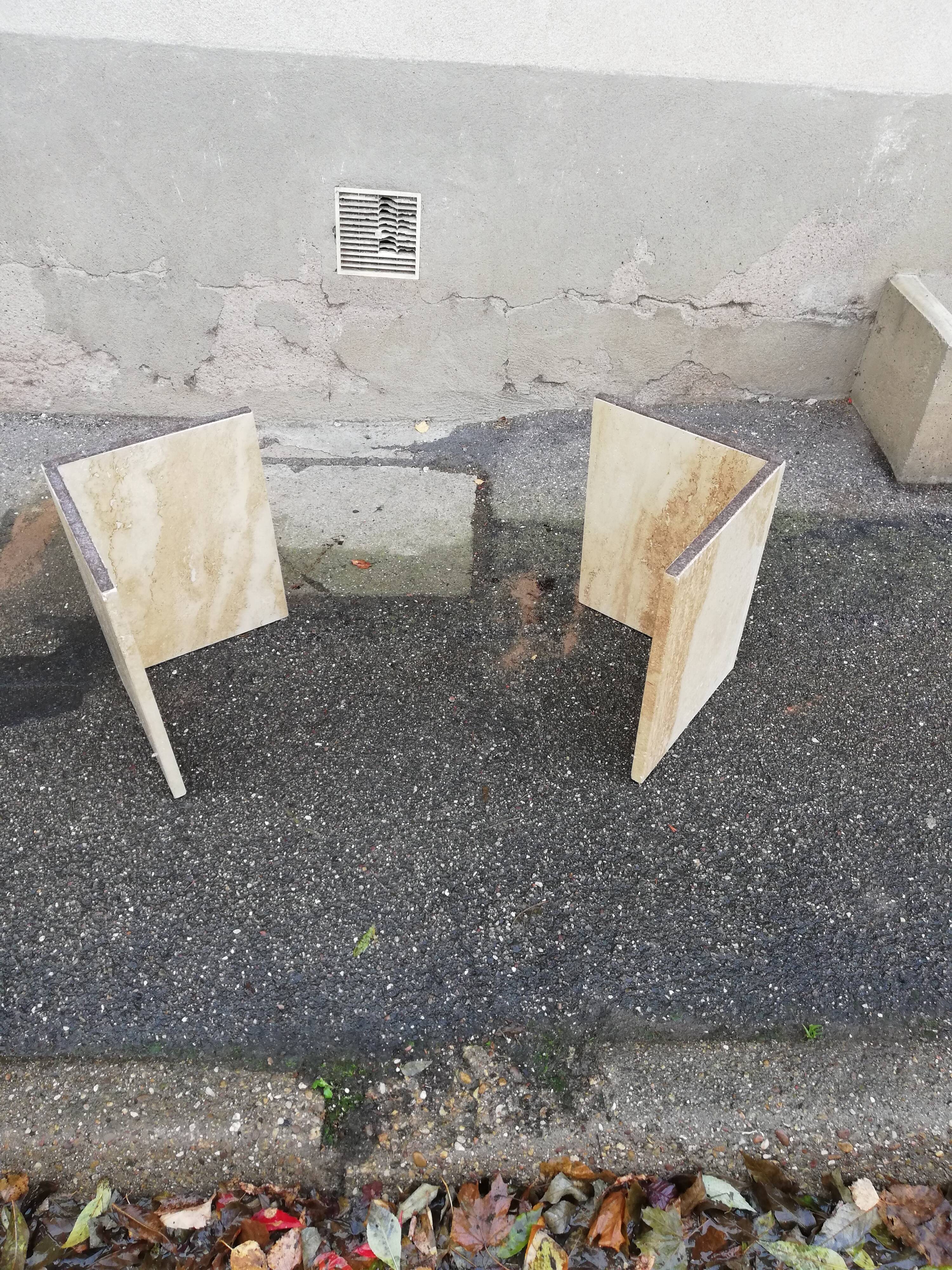 Vintage oval travertine coffee table