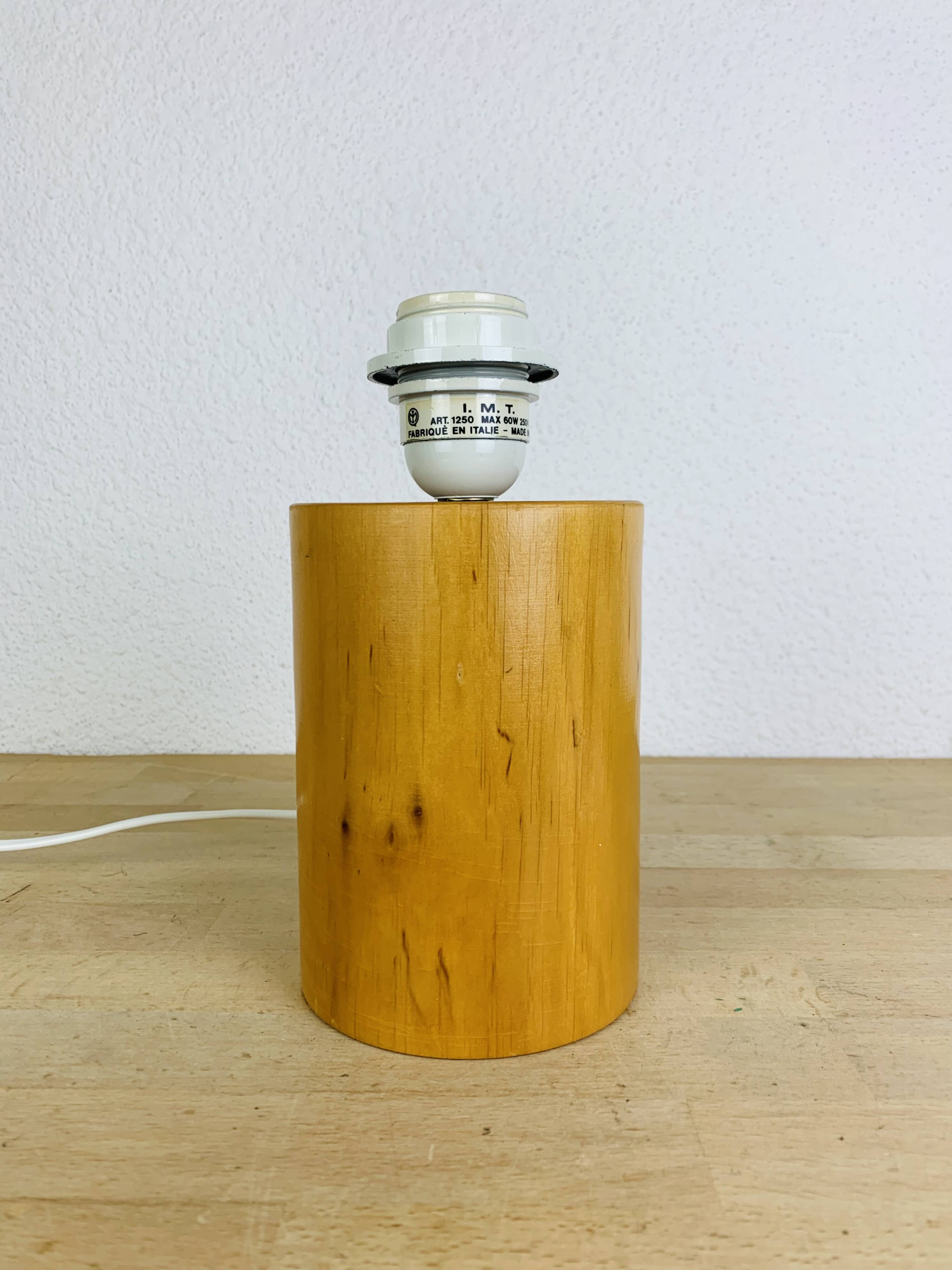 Vintage wooden cylinder lamp by IMT Italy, 1980s