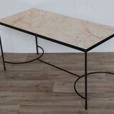Coffee table in marble and black lacquered metal, 1950