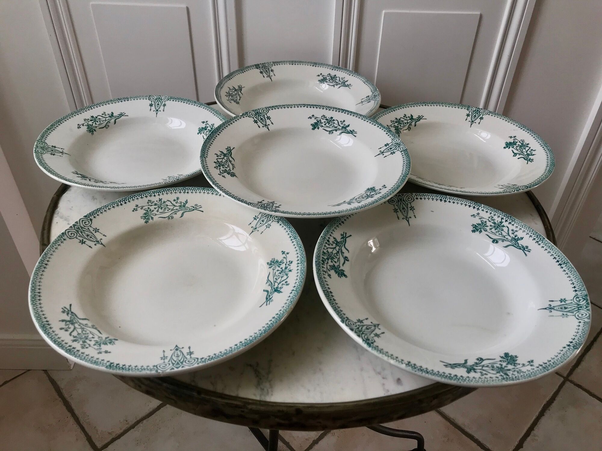 Lot of 6 hollow plates terre de fer saint-amand xixth