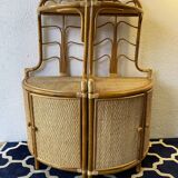 Two Vintage rattan corner notches/shelves