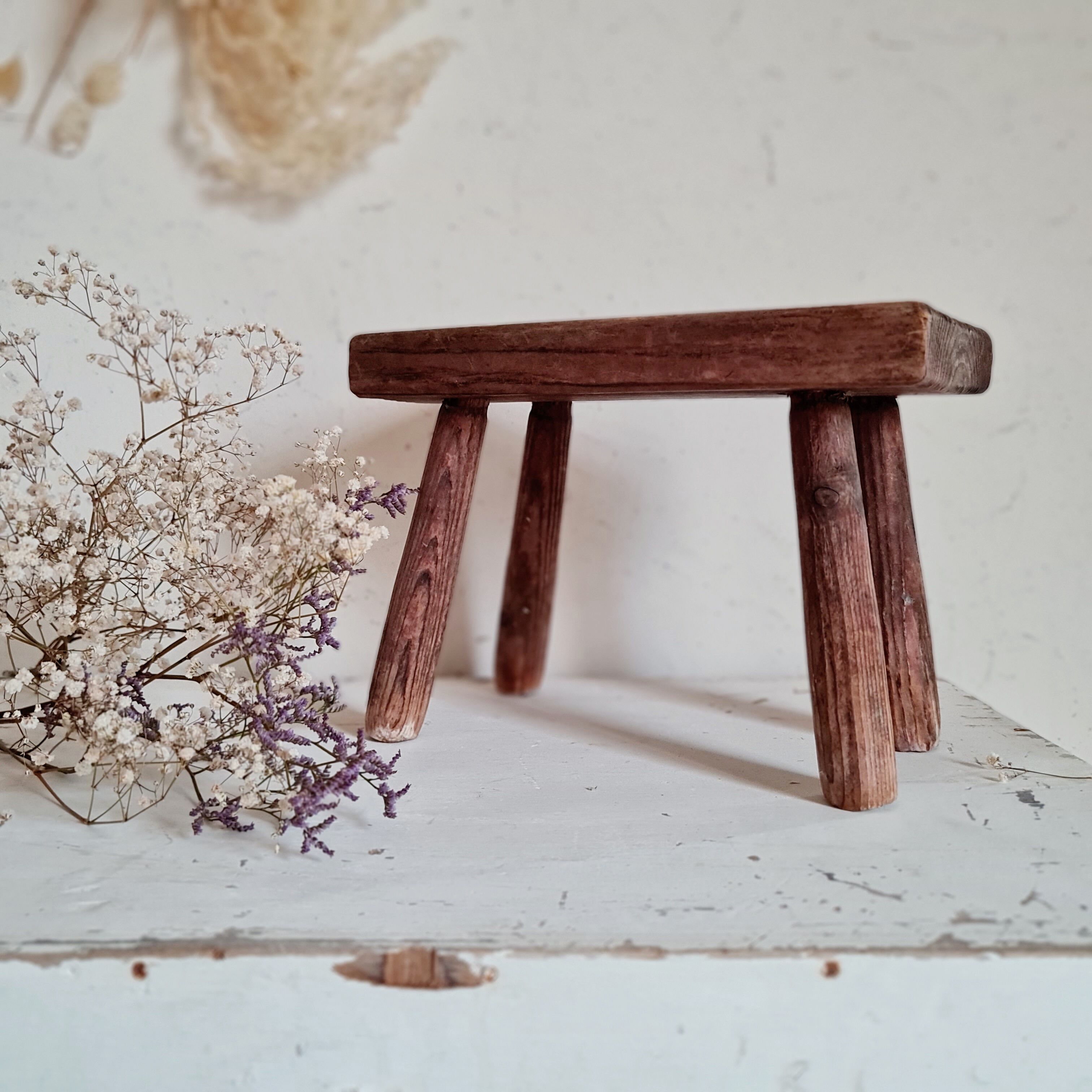 Mini wooden farmhouse bench