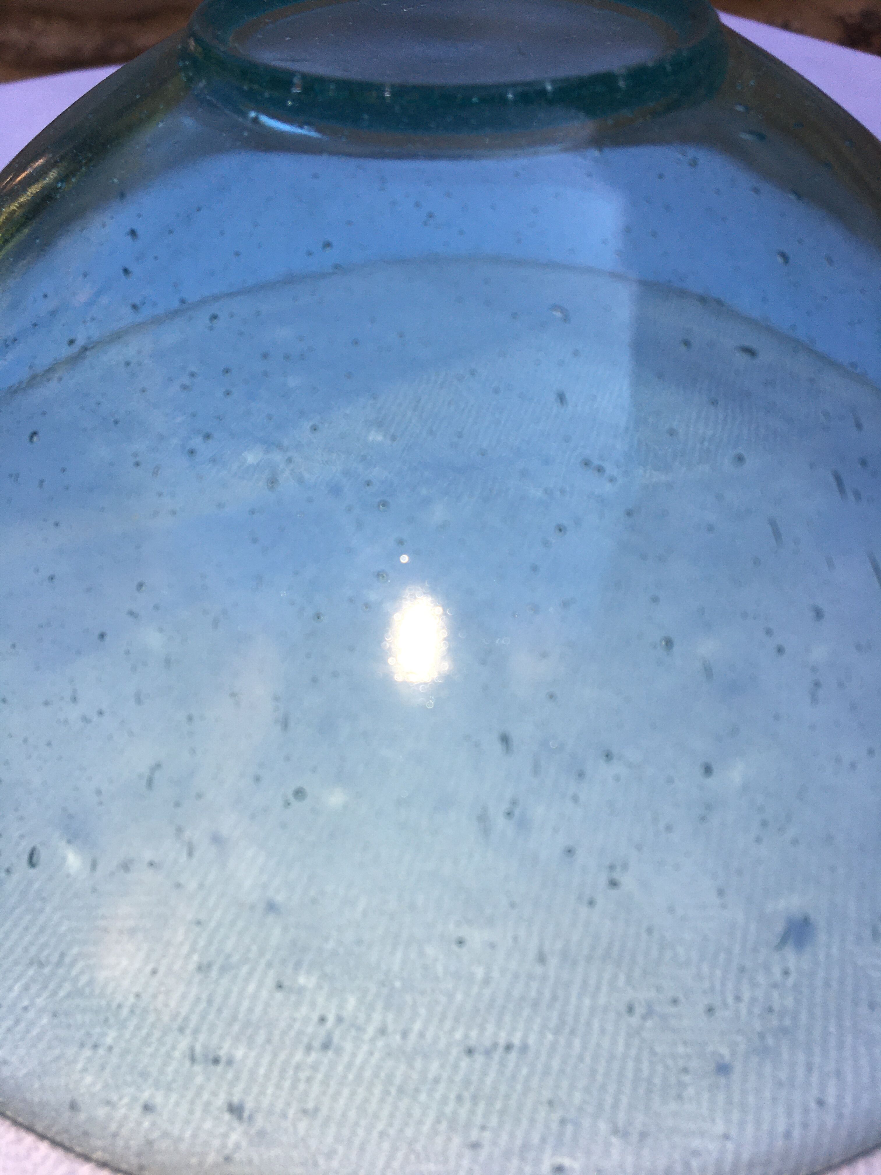 Antique bubbled blown glass salad bowl