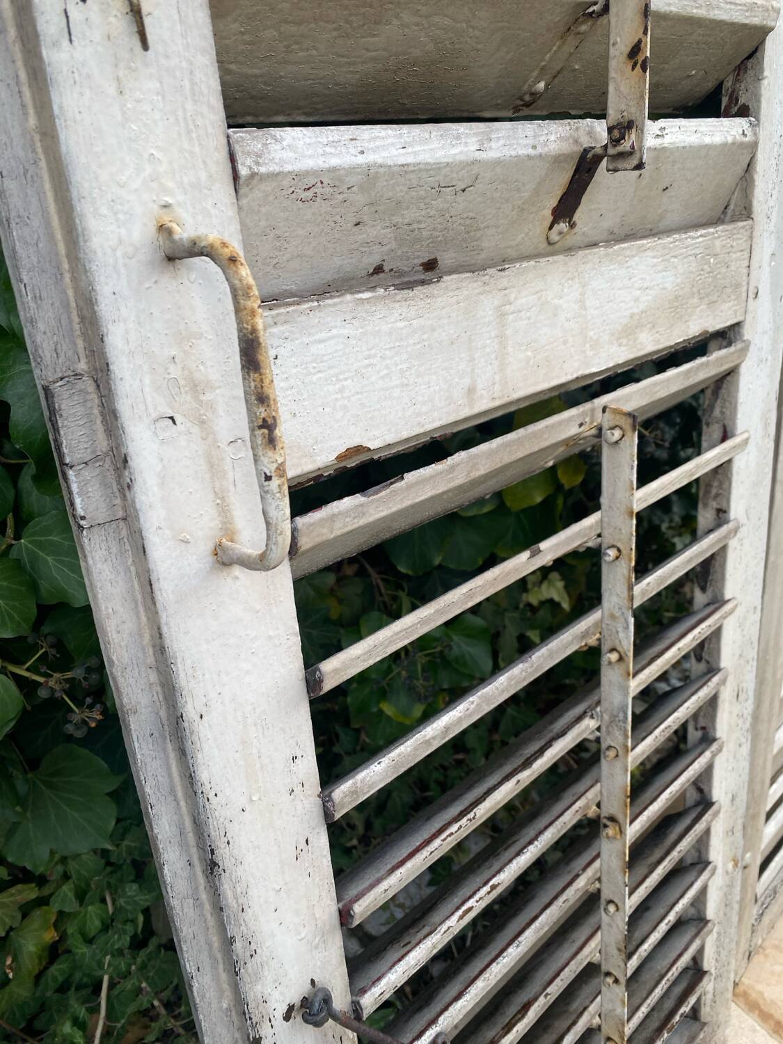 Old wooden shutter blinds
