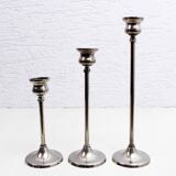 Set of 3 silver metal candle holders