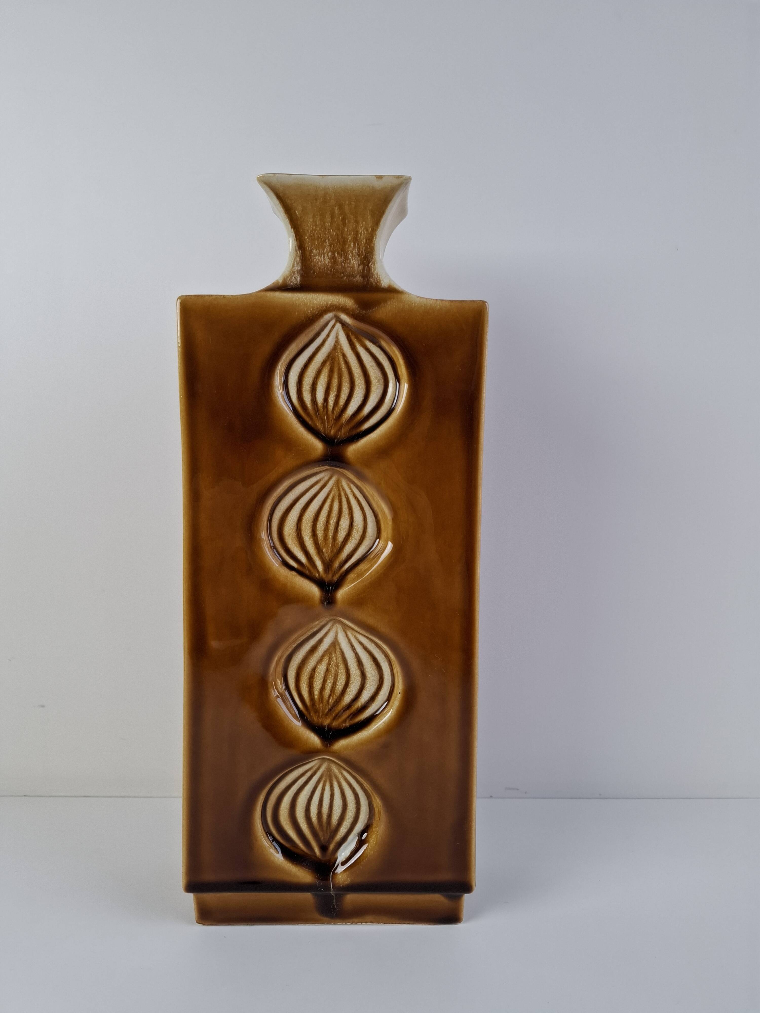 Mid Century Czech Brown Ceramic Vase Ditmar Urbach, 1960's.
