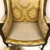 Louis XVI style bergère in green-bronze lacquered wood