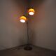 Vintage Hungarian adjustable floor lamp with two orange globe shades, circa 1970.
