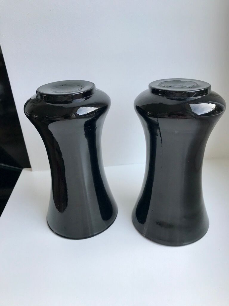 pair of black opaline vases early twentieth century