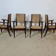 4 French mahogany and rope chairs 1950s