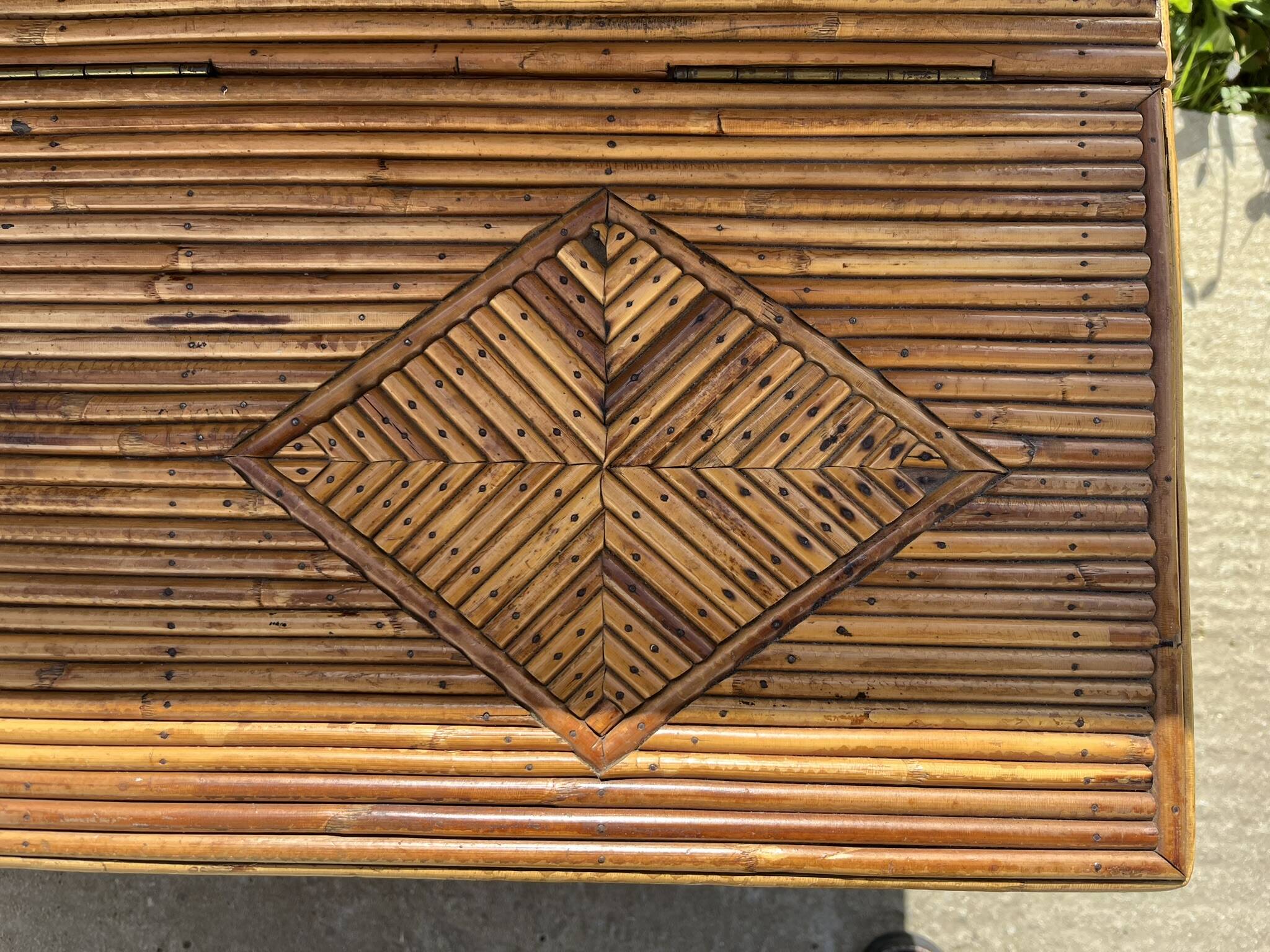 Rattan marquetry chest from the 60s