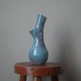 Handmade ceramic vase made in France handmade pottery turquoise brown contemporary design