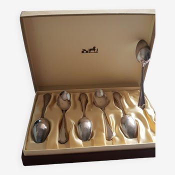 Box of 6 hermes silver mocha spoons.