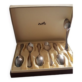 Box of 6 hermes silver mocha spoons.