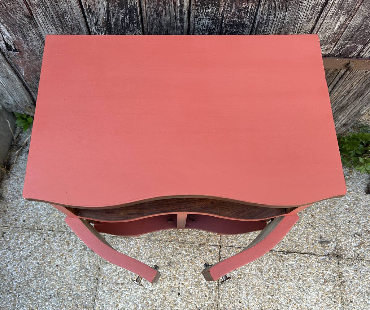 Art Deco bedside table, terracotta, 1930s/40s