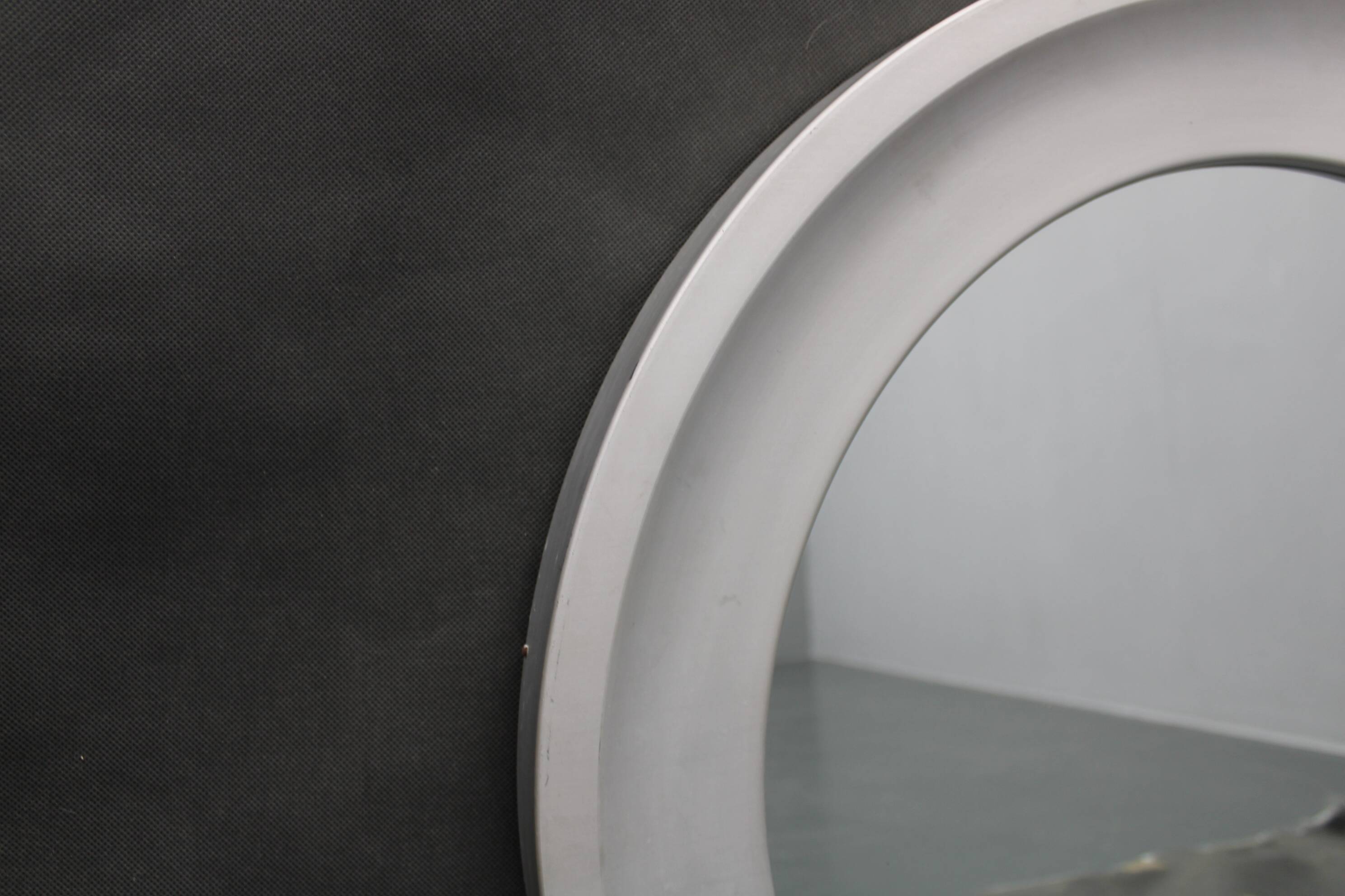 1970s Italian Round Aluminium Mirror
