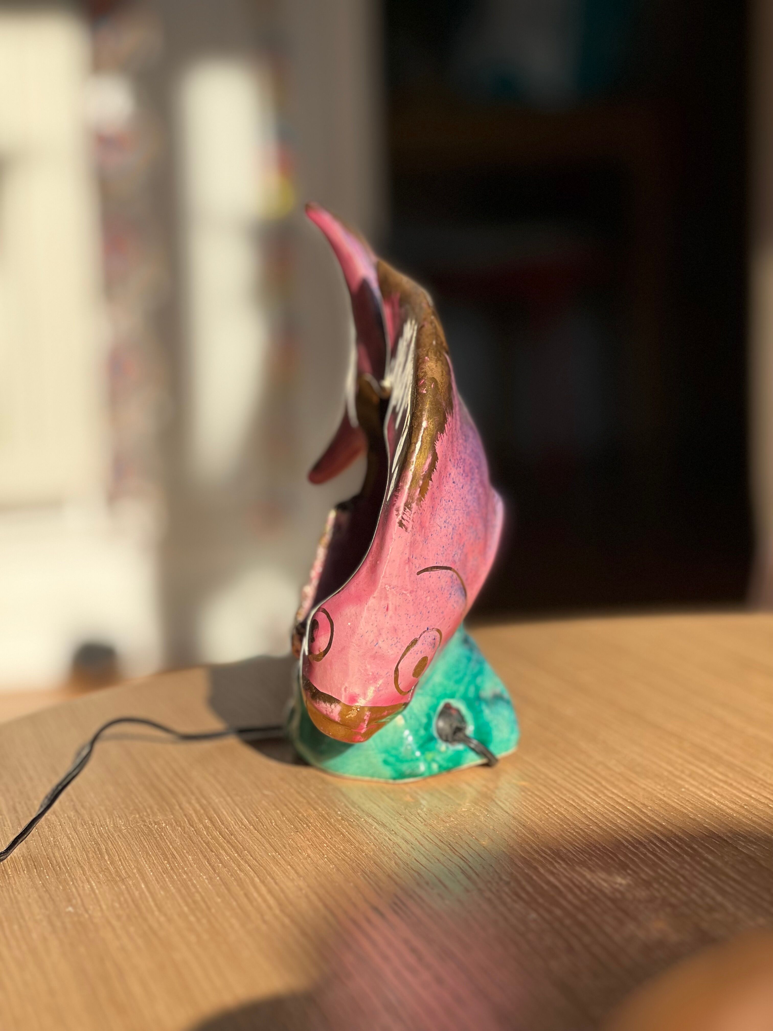 Ceramic fish lamp slip 1950s-60s